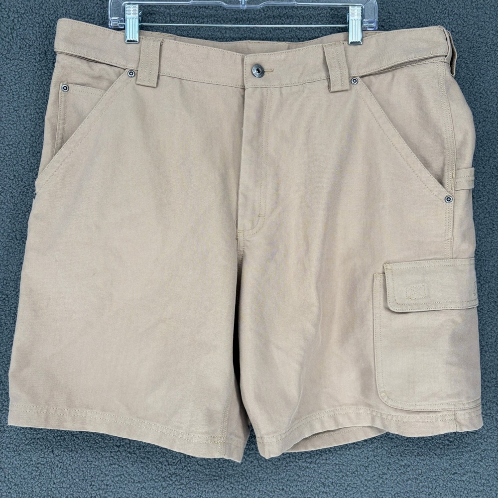 Duluth Trading Co Mens Tan CoolDry Canvas Cargo Work Shorts Size 40